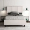 Letto 120x210cm a una piazza e mezza con testiera a quadretti bianco LIT211
