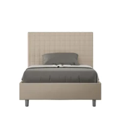 Letto 120x200cm a una piazza e mezza con testiera a quadretti tortora LIT209