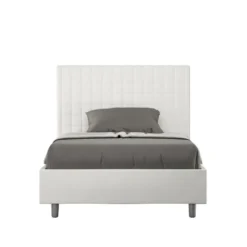 Letto 120x190cm a una piazza e mezza con testiera a quadretti bianco LIT207