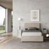 Letto 120x190cm a una piazza e mezza con giroletto in microfibra sabbia beige LIT191