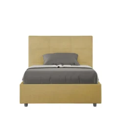 Letto 120x190cm a una piazza e mezza con giroletto in microfibra ocra LIT191