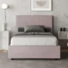 Letto 120x190cm a una piazza e mezza con giroletto in microfibra glicine lilla LIT191