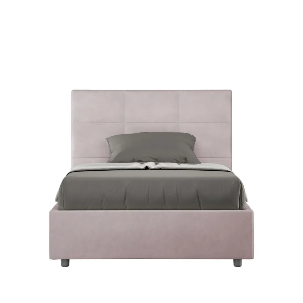 Letto 120x190cm a una piazza e mezza con giroletto in microfibra glicine lilla LIT191