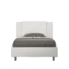 Letto 120x210cm a una piazza e mezza con tre bottoni in similpelle bianco LIT185