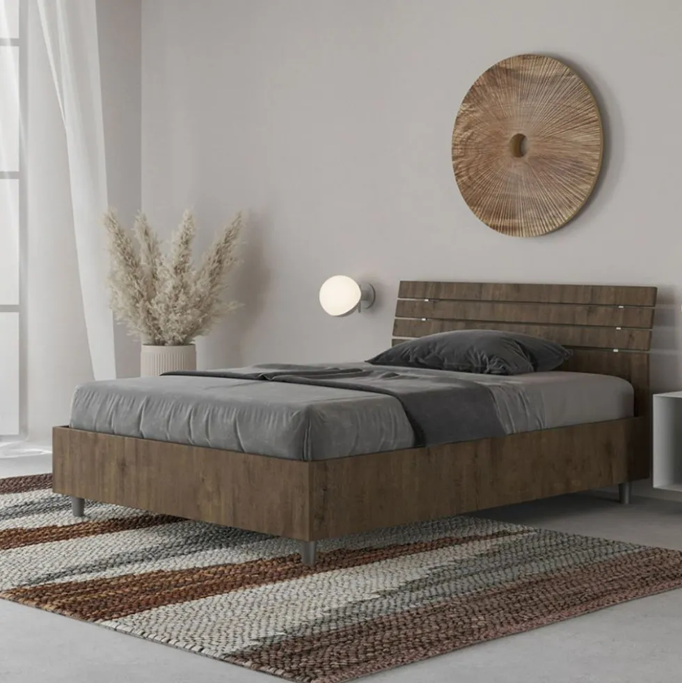 Letto 120x190cm a una piazza e mezza testata inclinata noce LIT251