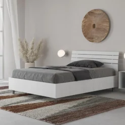 Letto 120x190cm a una piazza e mezza testata inclinata bianco frassino LIT251