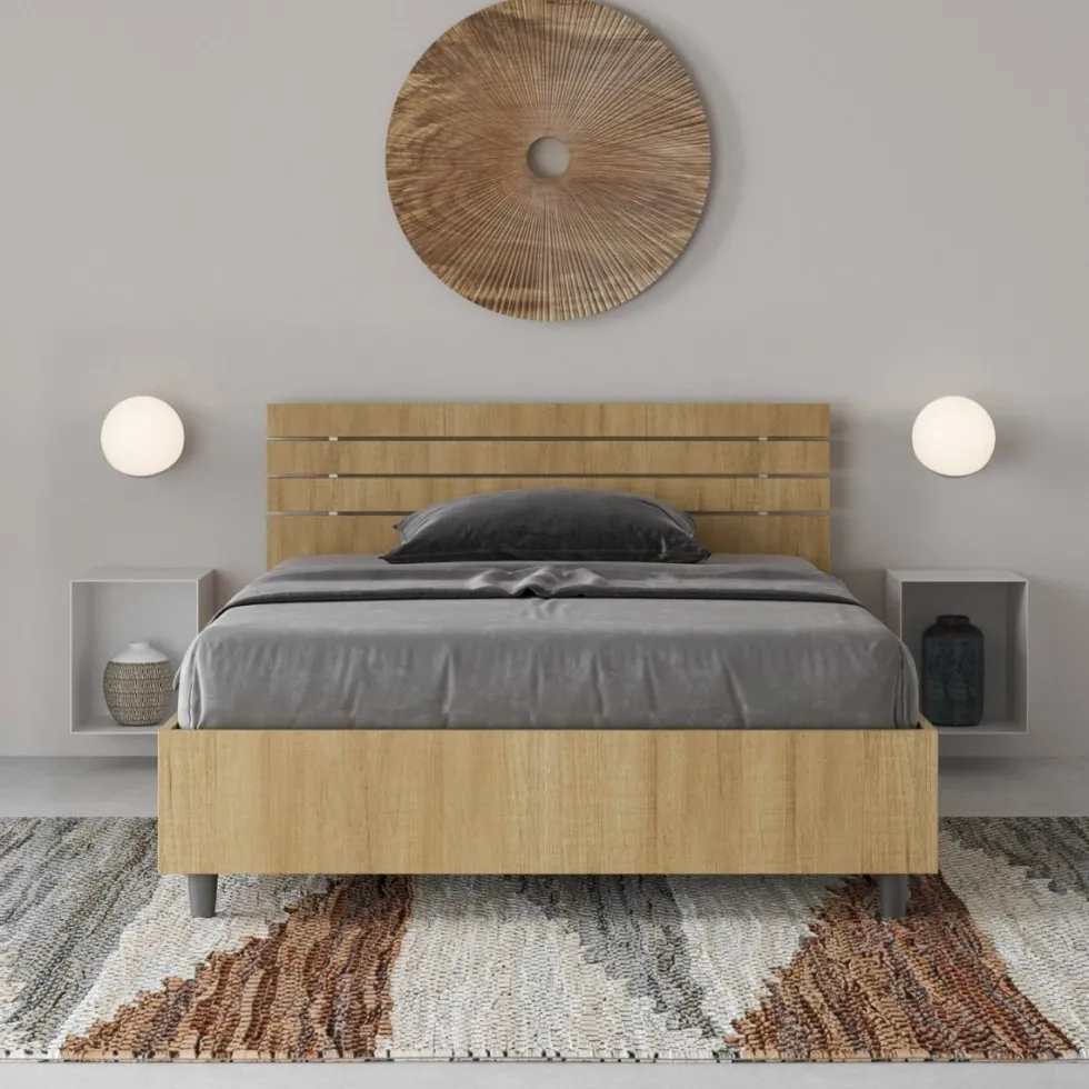 Letto 120x190cm a una piazza e mezza testata dritta quercia LIT249
