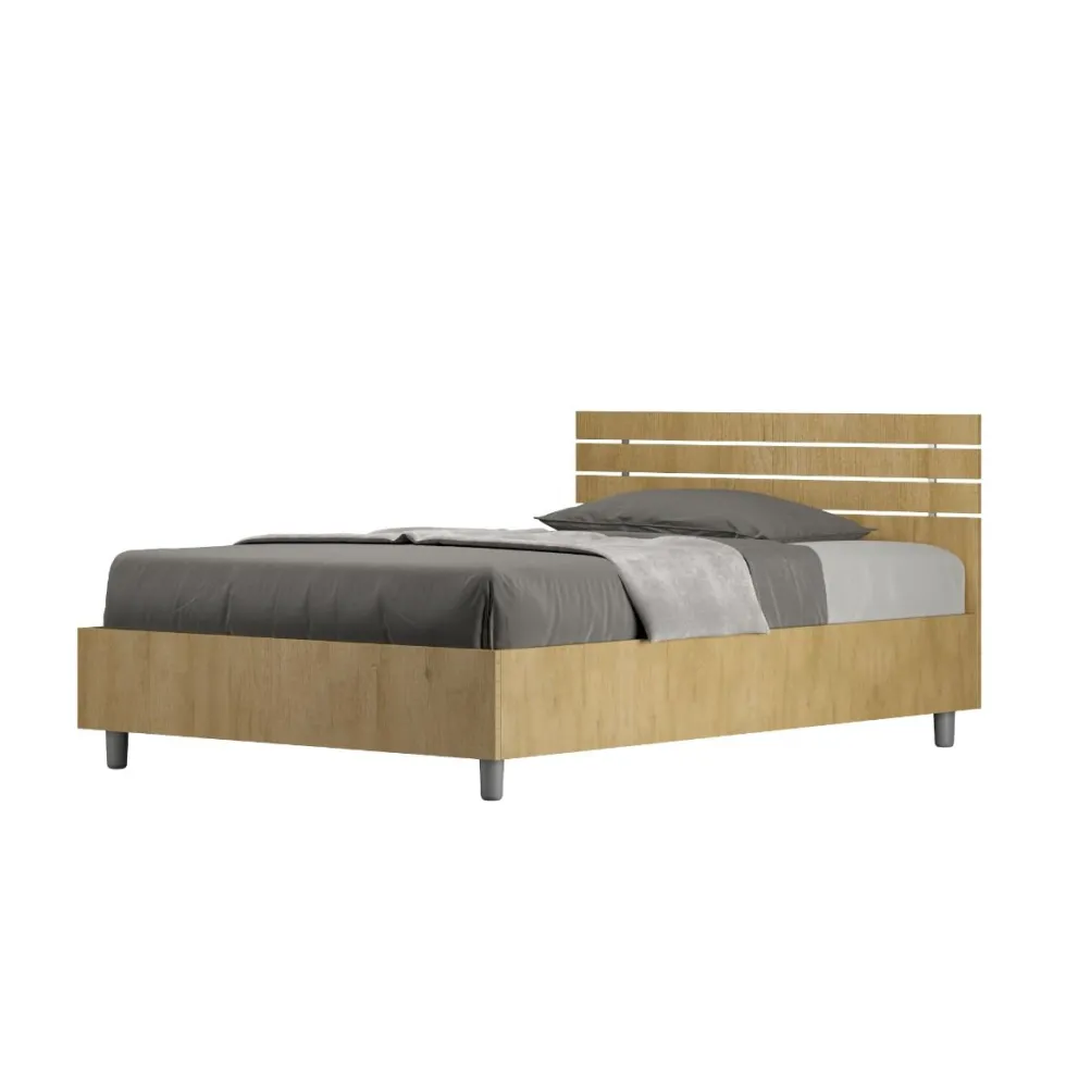 Letto 120x190cm a una piazza e mezza testata dritta quercia LIT249