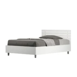 Letto 120x190cm a una piazza e mezza testata dritta bianco frassino LIT249