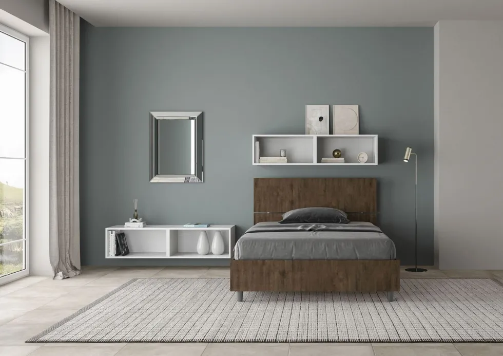 Letto 120x200cm a una piazza e mezza testiera inclinata noce LIT247