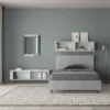 Letto 120x190cm a una piazza e mezza testiera inclinata cemento LIT243