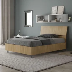 Letto 120x190cm a una piazza e mezza testiera inclinata quercia LIT243
