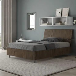 Letto 120x190cm a una piazza e mezza testiera inclinata noce LIT243