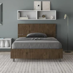 Letto 120x190cm a una piazza e mezza testiera inclinata noce LIT243