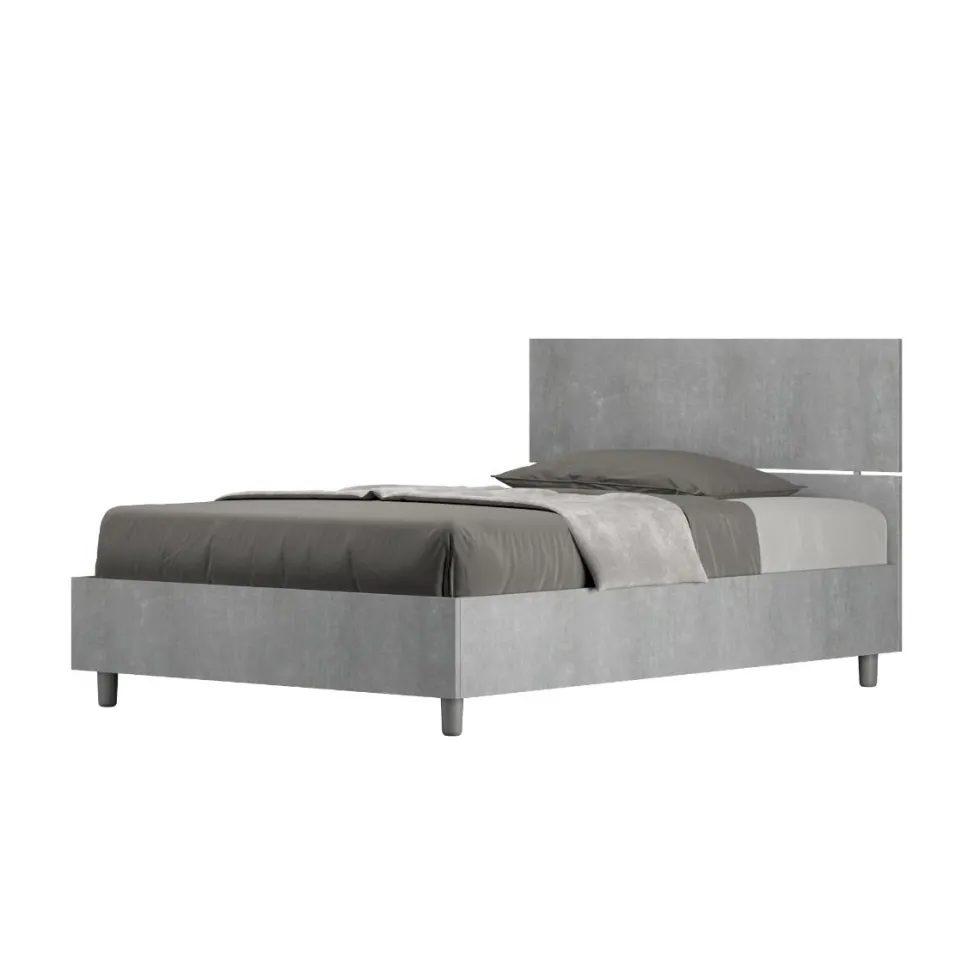 Letto 120x190cm a una piazza e mezza testiera dritta cemento LIT241