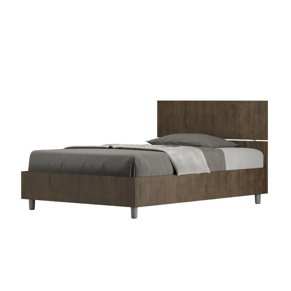 Letto 120x190cm a una piazza e mezza testiera dritta noce LIT241