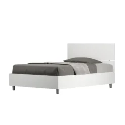 Letto 120x190cm a una piazza e mezza testiera dritta bianco frassino LIT241