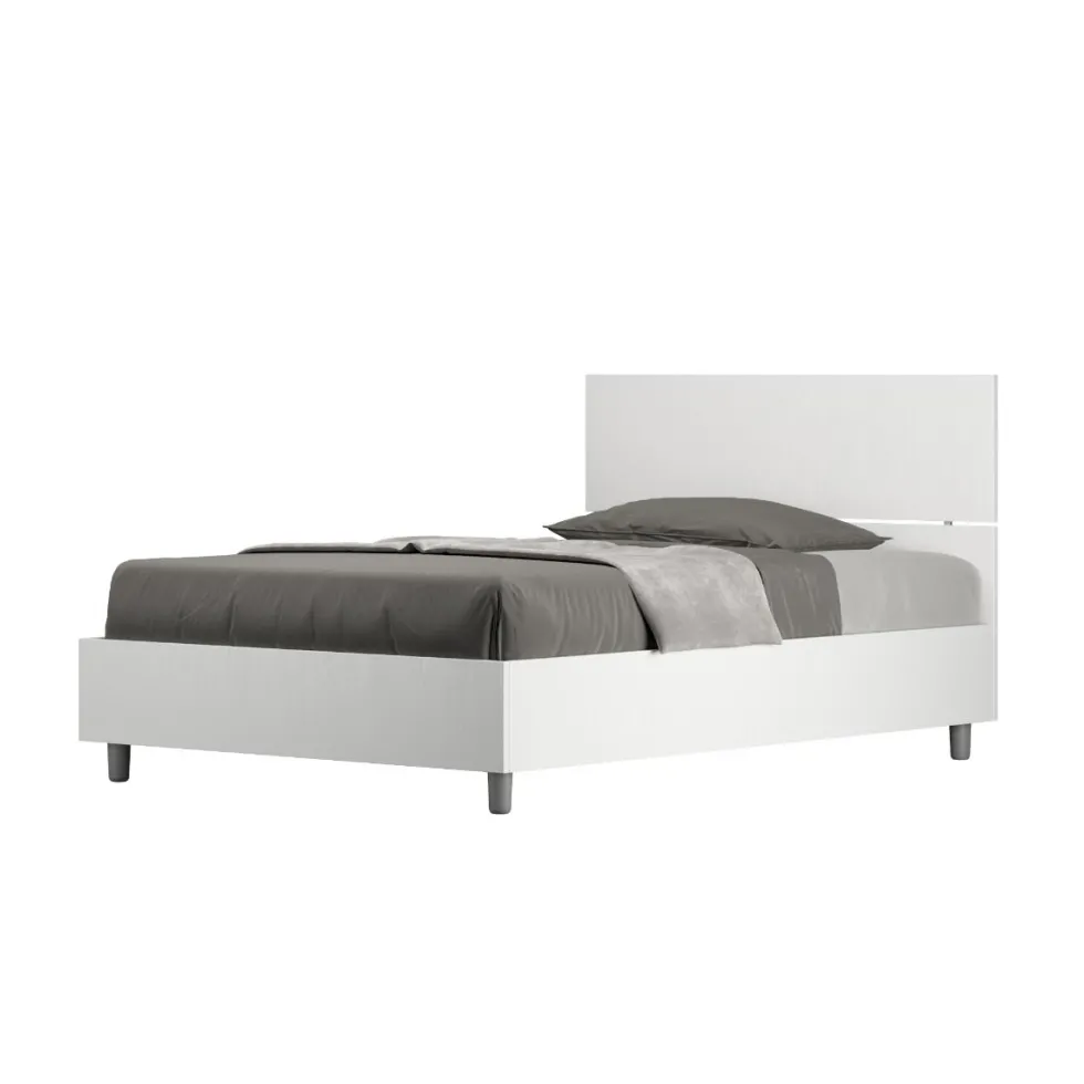 Letto 120x190cm a una piazza e mezza testiera dritta bianco frassino LIT241
