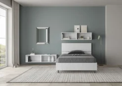 Letto 120x190cm a una piazza e mezza testiera dritta bianco frassino LIT241