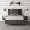 Letto 120x190cm a una piazza e mezzo con cuscino in microfibra grigio LIT161
