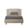 Letto 120x200cm a una piazza e mezzo con cuscino in similpelle tortora LIT163