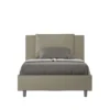 Letto 120x200cm a una piazza e mezzo con cuscino in similpelle cappuccino LIT163