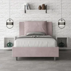 Letto 120x190cm a una piazza e mezzo con cuscino in microfibra glicine lilla LIT161
