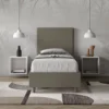 Letto 80x190cm a una piazza imbottito in similpelle cappuccino LIT55