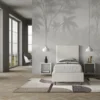 Letto 80x190cm a una piazza imbottito in similpelle bianco LIT55