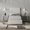 Letto 80x210cm a una piazza imbottito in similpelle bianco LIT59