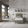 Letto 80x190cm a una piazza singolo con bottoni in similpelle cappuccino LIT37