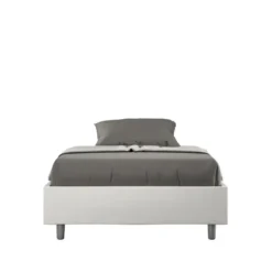 Letto 140x210cm contenitore alla francese sommier in similpelle bianco LIT266