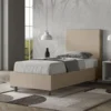 Letto 80x190cm contenitore a una piazza imbottito in similpelle tortora LIT56