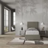 Letto 80x190cm contenitore a una piazza imbottito in similpelle cappuccino LIT56