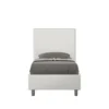 Letto 80x190cm contenitore a una piazza imbottito in similpelle bianco LIT56