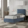 Letto 90x190cm contenitore con cuscino imbottito in microfibra blu LIT106