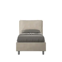 Letto 90x200cm contenitore con cuscino imbottito in microfibra sabbia beige LIT108