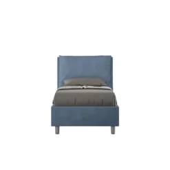 Letto 90x200cm contenitore con cuscino imbottito in microfibra blu LIT108