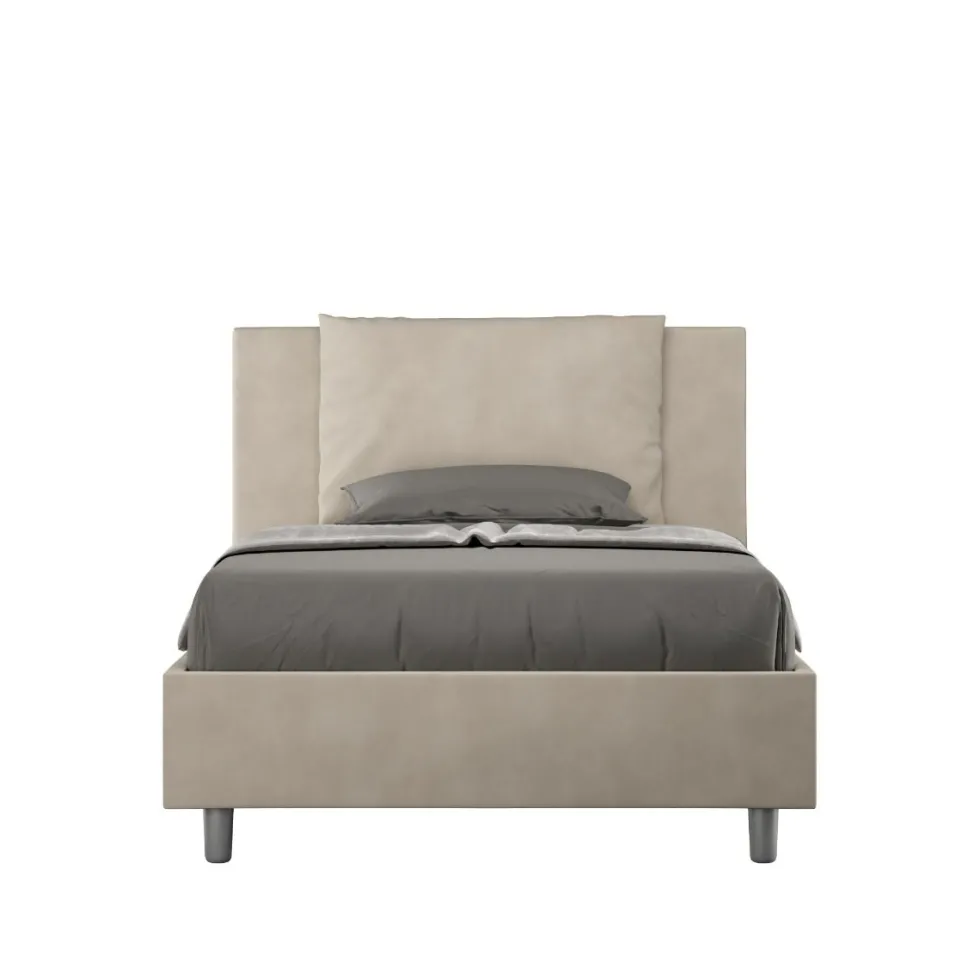 Letto 120x210cm contenitore con cuscino in microfibra sabbia beige LIT170