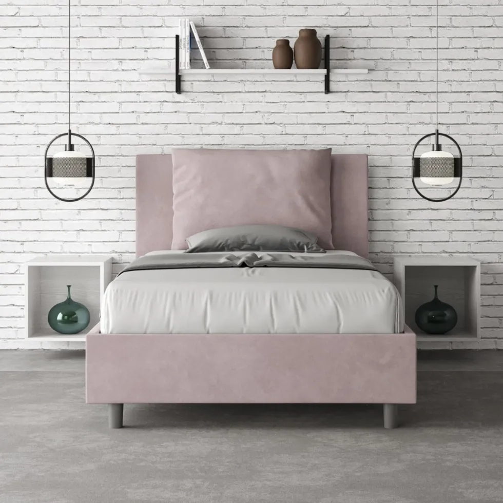 Letto 120x210cm contenitore con cuscino in microfibra glicine lilla LIT170