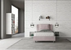 Letto 120x210cm contenitore con cuscino in microfibra glicine lilla LIT170
