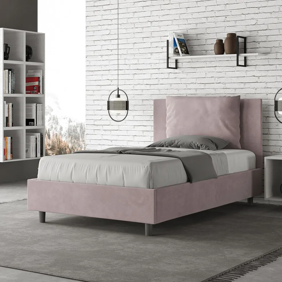 Letto 120x210cm contenitore con cuscino in microfibra glicine lilla LIT170