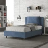 Letto 120x210cm contenitore con cuscino in microfibra blu LIT170