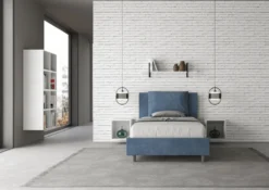 Letto 120x210cm contenitore con cuscino in microfibra blu LIT170