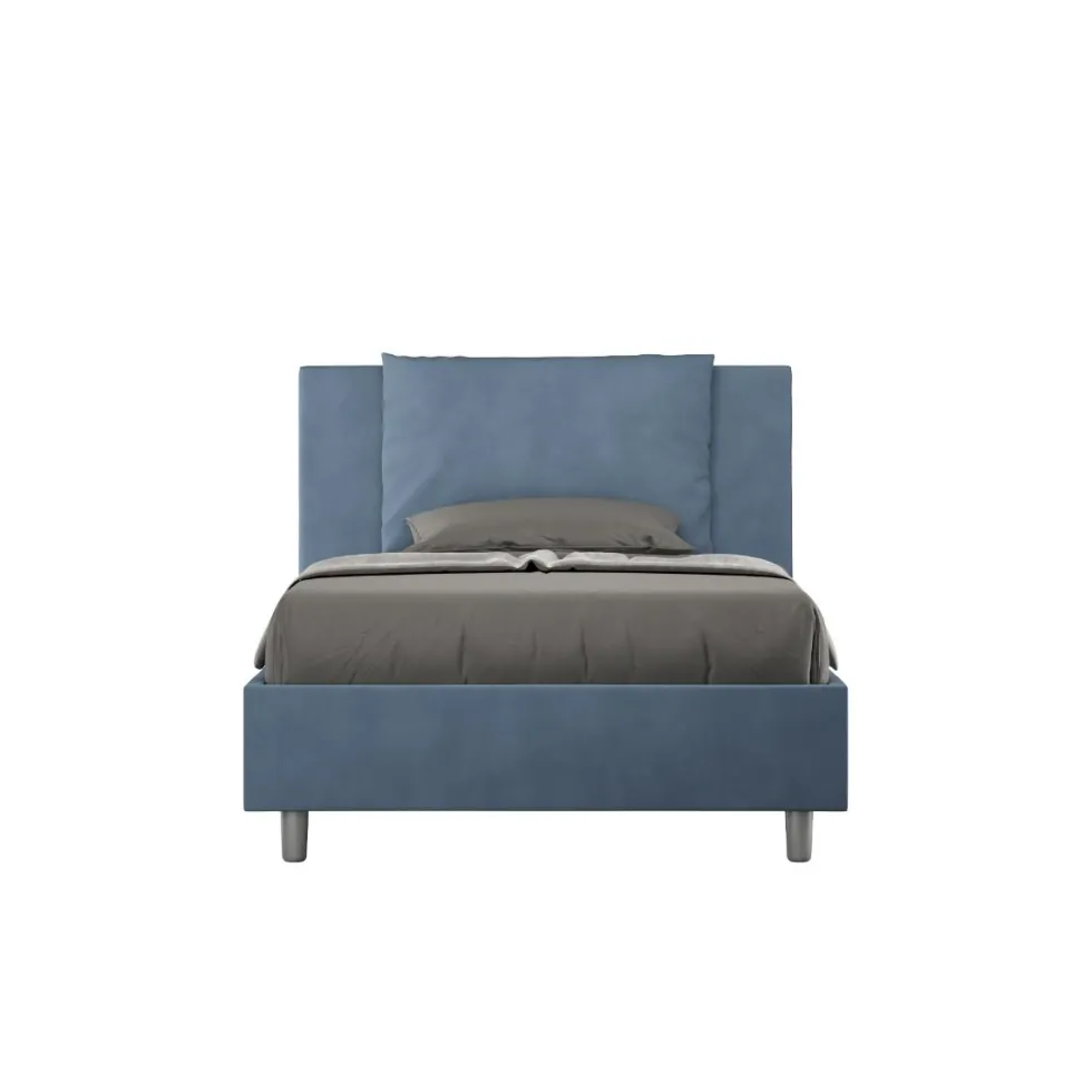 Letto 120x210cm contenitore con cuscino in microfibra blu LIT170