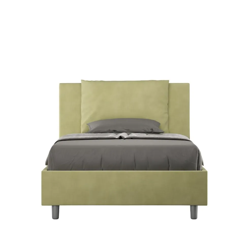 Letto 120x190cm contenitore con cuscino in microfibra tè verde LIT162