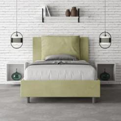 Letto 120x190cm contenitore con cuscino in microfibra tè verde LIT162