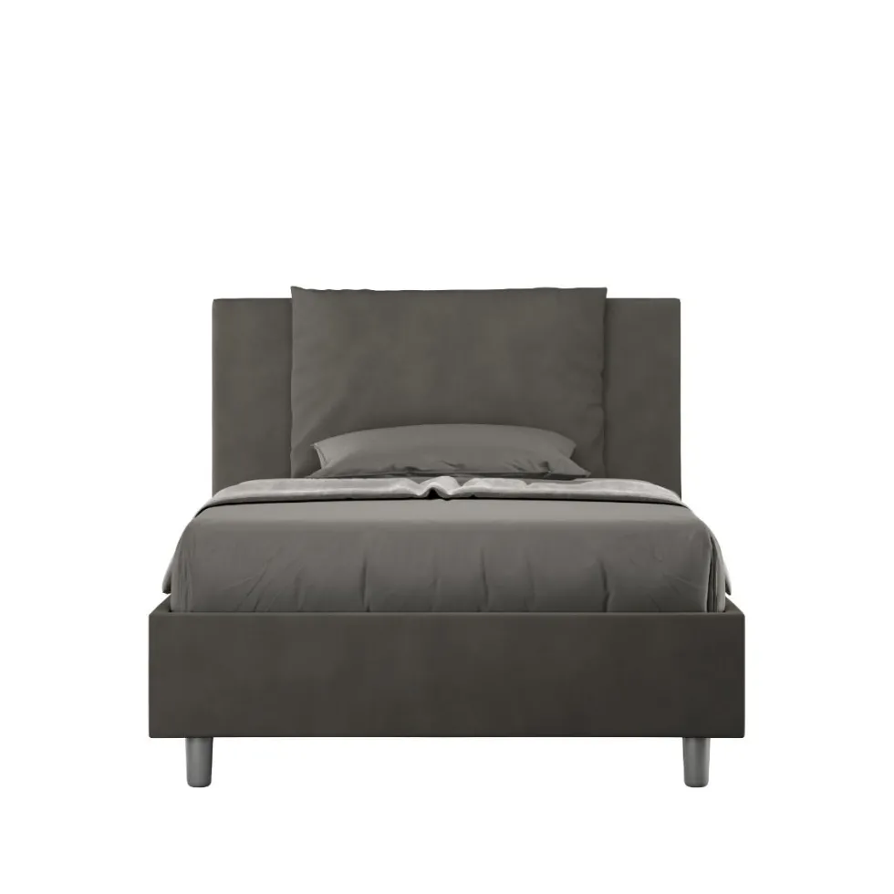 Letto 120x190cm contenitore con cuscino in microfibra grigio LIT162