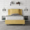Letto 120x200cm contenitore con cuscino in microfibra ocra LIT166