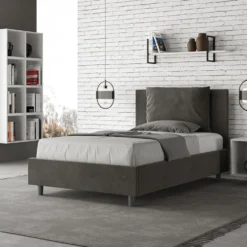Letto 120x200cm contenitore con cuscino in microfibra grigio LIT166
